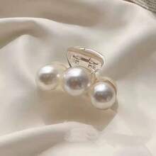 1个可爱仿珍珠装饰小发夹，休闲日常发型配饰，秋季发饰，时尚发夹，优雅发卡，适合冬季度假装扮，女士夏季海滩造型 - 白色 - 查看 2