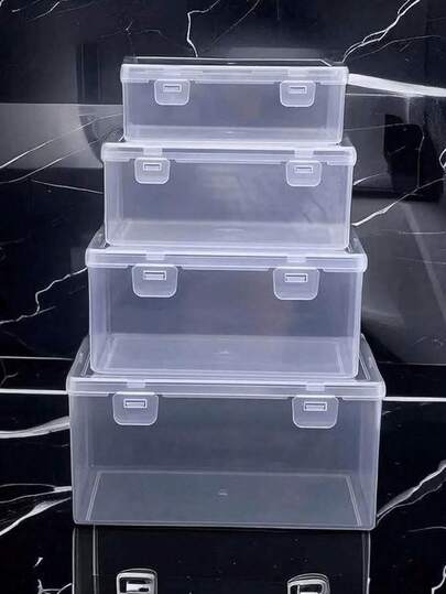 1个透明翻盖化妆品收纳盒，带搭扣，便携式化妆海绵/粉饼展示架及收纳盒，可堆叠化妆品收纳架，桌面收纳盒