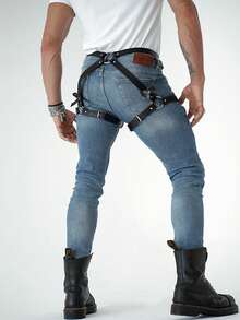 Leder Oberschenkel Strumpfhalter für Herren, Leder Bondage Riemen für Herren, Leder Hosenträger für Herren, Rave Kostüm Gürtel Herren Riemen, Herren Riemen