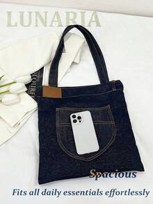 Women's Shoulder Bag, Vintage Y2K Oversized Lightweight Outdoor Bag, Portable Summer Travel Shopping Bag, Casual College Style Square Tote, Literary Student Bag, Ideal For Books, Shopping And School - 彩色 - 查看 9
