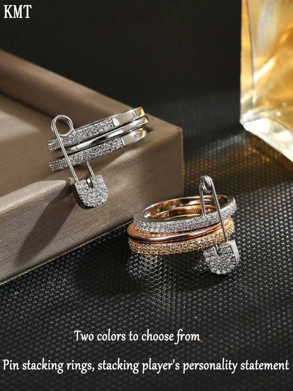 KMT 1 anel criativo destacável com zircônia cúbica incrustada em cobre, acessório de moda para uso diário, festas e encontros