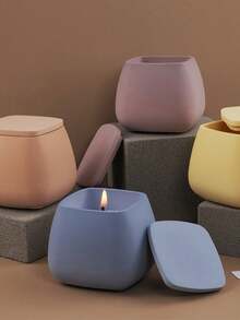 1 个带盖方形硅胶模具，DIY 水泥/石膏/蜡烛模具 - 白色 - 查看 8