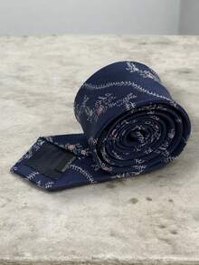 Luxury Men's Skinny Ties Polyester Silk Solid Polka Dot Striped Check Skinny Jacquard Groomsman Tie - 藍白色 - 查看 2