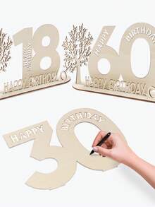 18/30/40/50/60 Geburtstags-Zahlen-förmige Holzdekorationen, mit LED-Lichterkette, Geburtstagsdekoration, LED-Lichtständer für "Alles Gute zum Geburtstag", Holzzahl-Nachrichtenbrett, Tischdekor, Heimdekoration, Raumdekoration, Schreibtischdekoration, Geburtstagsparty-Beleuchtung, Partyartikel, Geburtstagsgeschenk, geeignet für Männer und Frauen - Geburtstagsständer - Übersicht 9