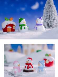 6 pièces Décorations de Noël, figurines mignonnes de bonhomme de neige avec écharpe - Convient pour les scènes enneigées miniatures, la décoration DIY, les accessoires de voiture, la décoration de bureau et de maison, les décorations de fête - Ornements en résine adorables