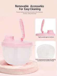 KUNT 1/2pcs Baby Portable Outdoor Milk Powder Box, Independent Single-Layer Three-Grid Rotatable Milk Powder Container, Large Capacity Milk Powder Storage Dry Box