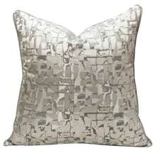 1pc Plaid Geometric Pattern Decorative Pillow Cover, Modern Minimalist Luxury Polyester High-Precision Jacquard Woven Square Soft Cushion Suitable For Hotel, Villa, Study, Living Room, Birthday Party Decoration (Without Insert) - Silver - View 12