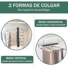 4 PCS Perchas Ganchos para Pantalones Ropa de 36 Niveles Acero Inoxidable Multifuncional, organizadores Ropa Plegables Antideslizantes, Bufandas, Pantalones, Corbata, Colgador, ahorra espacio (4) - 4 - Ver 6