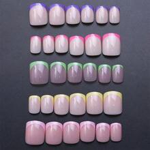 120 PCS-Piece Boxed Colored Short Nail Tips, French Style Multi-Colored Wearable Artificial Nails - 120PCS - View 5