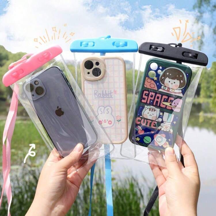 Universal Waterproof Phone Pouch - Touchscreen Compatible Dry Bag For Swimming, Rafting & Beach Activities, Transparent Sealed Protection Case - [白色]普通 - 查看 2