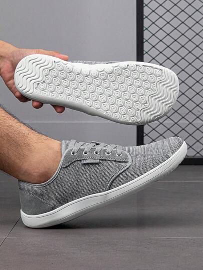 HOBIBEAR Zapatos deportivos de moda de ajuste ancho para hombres, parte superior de tela transpirable, suela de goma, adecuados para correr, senderismo y uso diario, estilo de cordones casual, cómodos para todas las estaciones, calzado para exteriores | Zapatos deportivos minimalistas | Tela transpirable