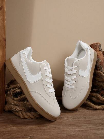 Zapatos deportivos casuales de moda versátiles para mujer, de suela de goma resistente al agua y antideslizante, de suela gruesa, de punta redonda, con cordones, transpirables, ligeros y de uso diario, nuevos para primavera/otoño