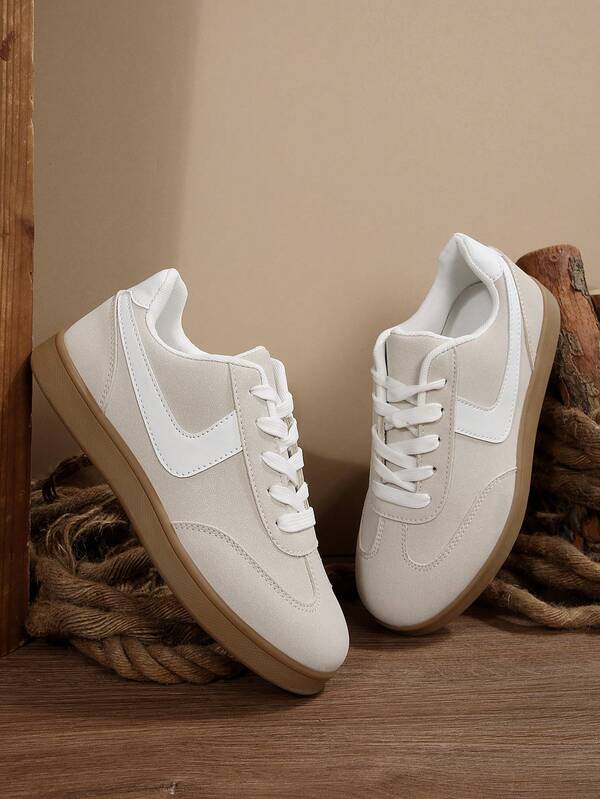 Zapatos deportivos casuales de moda versátiles para mujer, de suela de goma resistente al agua y antideslizante, de suela gruesa, de punta redonda, con cordones, transpirables, ligeros y de uso diario, nuevos para primavera/otoño