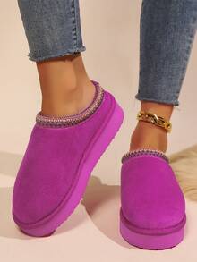 Women's Low Top Indoor Comfy Slippers Winter Warm Shoes - Hot Pink - View 3