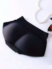 1件装女士无缝高腰塑形内裤，提臀无缝加垫短裤，透气蜜桃臀塑形提拉裤，加垫提臀塑形内衣，蜜桃臀 - 黑色 - 查看 4