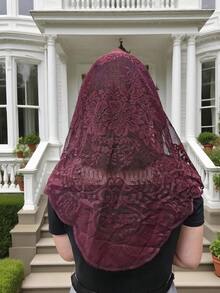 1pc 130cm*60cm Deep Wine Red Lace Trim, Decorative Fabric For Clothing, Lampshade, Tablecloth, Dress Hem