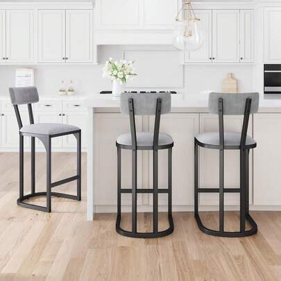 mteryoing Home Bar Stools Set Of 2/4/6/8, Counter Height Bar Stools For Kitchen Counter, Island Chairs For Dining Table, Modern Tall Barstools With Back, Metal Counter Stools With Upholstered For Kitchen