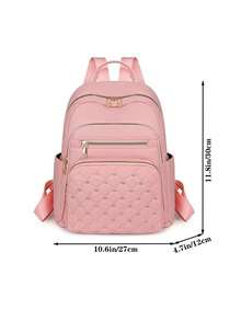 双肩包女新款菱格大容量旅行时尚全包休闲包牛津布女背包 - 粉色 - 查看 2