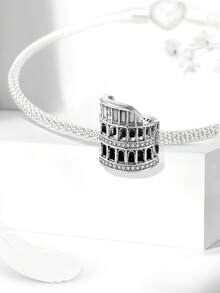 1PC 925 Sterling Silver Fashionable Leaning Tower Of Pisa Beads Charms Fit For Women Bracelets Bangles DIY Jewelry Making And Daily Outfit Matching Jewelry Decoration For Girls