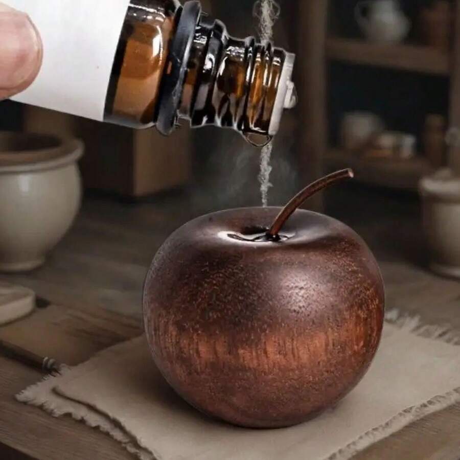 1pc Natural Wooden Apple Shaped Aroma Diffuser, Fragrance Oil Diffuser For Home/Indoor Use, Bedroom Decor, Car, Multi-Scenario, Soothing Scent, Elegant Decoration, Unique Gift