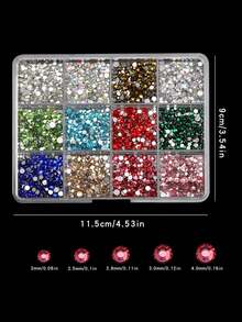 2 Boxes Flat-Back Rhinestones Value Pack - Multi-Color & Size Mixed Round/Fancy Stones For Nail Art DIY Jewelry Decorations - 彩色 - 查看 4