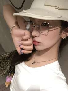 1副女士复古优雅金属眼镜，适合日常通勤、工作办公佩戴 - 銀框 - 查看 6