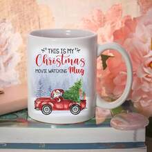 1 cană cu tematică de Crăciun, aceasta este cana mea de Crăciun cu filmul vizionând. Cadouri de Crăciun, cană amuzantă cu cacao și cafea. Cană vintage drăguță pentru iubitorii de filme, cadou de Crăciun pentru prietenii de iarnă. - Multicolor - Vizualizare 4