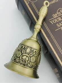 1pc Hand-Carved Bell, Vintage Colored Brass Bell, Metal Bell, Old Man Bell, Wedding Bell, Service Bell, Christmas Bell, School Hand-Cranked Bell, Christmas Gift Room Decor - Multicolor - View 20