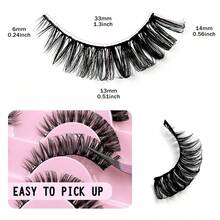 20 对 D 卷全条睫毛蓬松浓密假睫毛可重复使用仿貂皮睫毛条状睫毛、睫毛、睫毛、假睫毛 - 黑色 - 查看 8