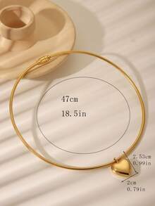 1 件简约百搭 18K 不锈钢心形项链，持久显色，珠宝