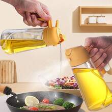 2 In 1 Oil Dispenser and Oil Sprayer for Cooking Adjustable Spray Bottle with Dual Functionality for Kitchen Use Ideal for Olive Oil Vegetable Oil and Other Cooking Oils Black+Orange Design Perfect for Salad Dressing Baking and Grilling Applications - NegroNaranja - Ver 2