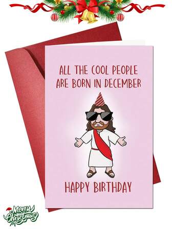 1pc Funny Merry Christmas Birthday Card, December Birthday Card For Women Men, Born In December Card For Him Her, Brilliant Christmas Birthday Card Gift, Holiday Birthday Card, Happy Xmas Birthday