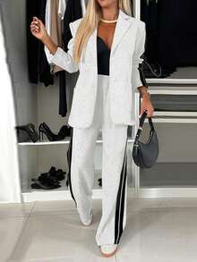 Bộ 2 món áo khoác dài tay và quần thể thao nhẹ, dáng casual dành cho nữ, chất liệu polyester, có thể giặt máy, thích hợp cho mùa xuân và mùa thu. - Xám - Xem 4