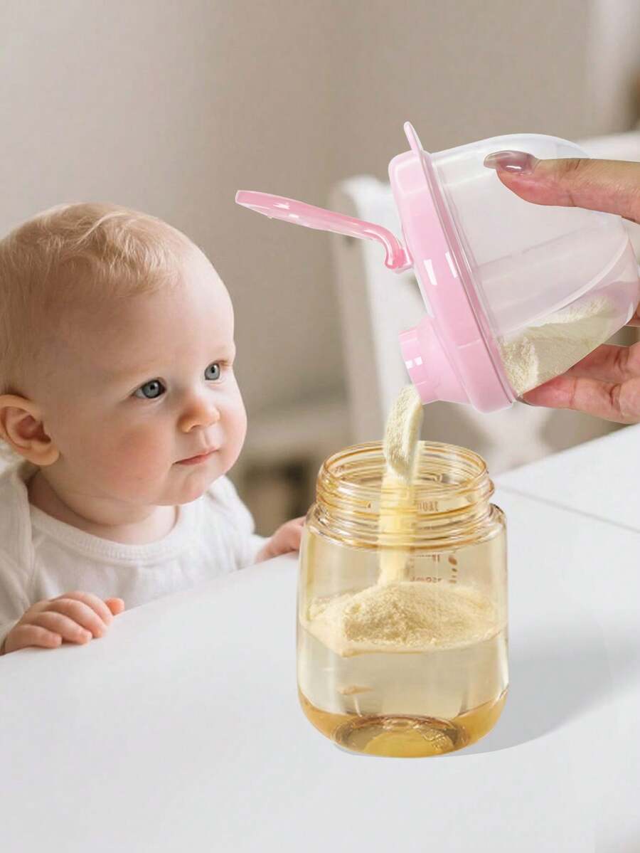 KUNT 1/2pcs Baby Portable Outdoor Milk Powder Box, Independent Single-Layer Three-Grid Rotatable Milk Powder Container, Large Capacity Milk Powder Storage Dry Box