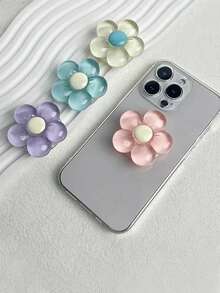 1pc Portable Foldable 3D Floral Design Phone Grip - Universal Smartphone Stand And Desk Holder With Decorative Flower - For Mobile Devices