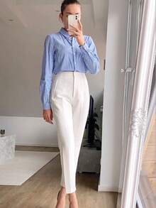 Pantalón pinza  formal para dama - Blanco - Ver 2