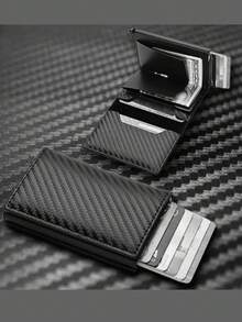 1pc Men's Simple Lightweight Open Wallet, Credit Card Holder, ID Card, Business Card Organizer, Birthday/Graduation/Christmas Gift - 黑色 - 查看 1