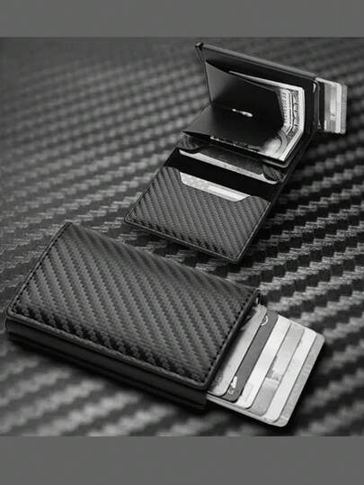 1pc Men's Minimalist Ultra-Thin RFID Blocking Wallet, Slim Coin Purse Card Holder, Aluminum Alloy Side Push Card Case, ID & Driver's License Holder, Gift Suitable For Teen, Summer Casual, Outdoor, Athletic, Vacation, Travel, Graduation, Birthday Dress Accessories Formal/Business Formal