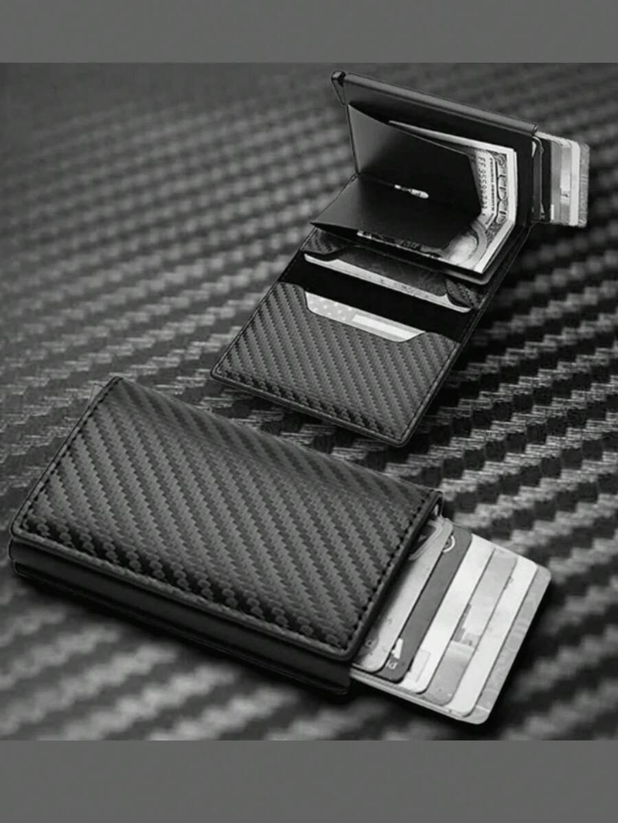 1pc Men's Simple Lightweight Open Wallet, Credit Card Holder, ID Card, Business Card Organizer, Birthday/Graduation/Christmas Gift - 黑色 - 查看 1