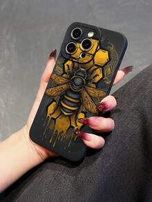 Fashionable, Popular, Personalized, Golden Bee & Honeycomb Pattern Design Theme Luxury Shockproof Aesthetic Cute Phone Case,Lens Protrusion Protection , Compatible With For IPhone 16/16Plus/16Pro/16ProMax, 15,14, 13, 12, 11 Series And Compatible With For Galaxy S/A Series, Gift For Easter Day, Christmas Halloween Decoration/Gift For Birthday, Girlfriend, Boyfriend, Friend Or Yourself. - 黑色 - 查看 2