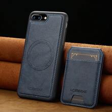 OUKNOEO 可拆卸磁吸无线充电仿皮手机壳，兼容 17 Air 16e 15 14 13 Pro Max S26 S25 Edge S24 Ultra Plus A37 A57 Pixel 10 9 8 7，带卡盒，3 个卡槽，防盗刷卡包 - 藍色 - 查看 48