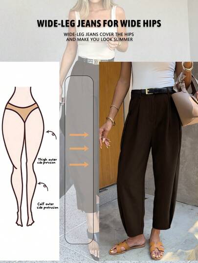 女士休闲纯色宽松褶皱灯笼镰刀裤，及踝长度