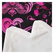 Love Birds Throw Blanket,Couple Lover Blankets For Woman Adult Men Room Decor,Pink Purple Damask Floral Print  Blanket Valentine's Day Retro  Blanket,For Chair/Sofa,90"*90"Designer Collaboration Flannel Throw - Avant-Garde Print On Organic Brushed , Gallery-Warmth For Loft Apartments & Creative Spaces