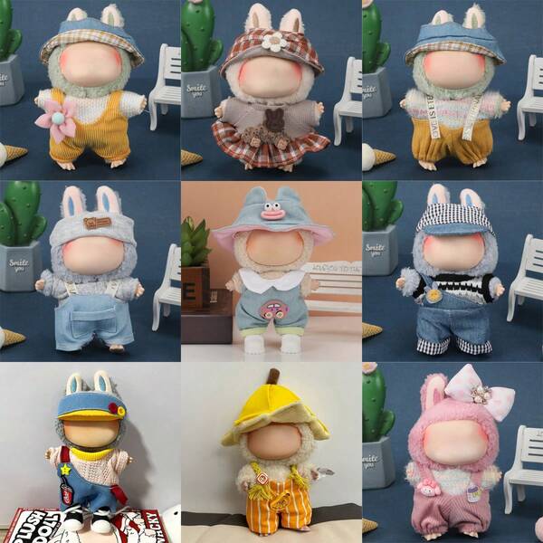 17 Cm Doll Clothing Set,Compatible With Labubu,Clothing Set Suitable For 6.7-Inch Doll Set, Fashionable And Unique Hat And Clothing Accessories, Suitable For First/Second/Third Generation Dolls To Play And Display ,Clothing Set Only,(Excluding Dolls And Shoes)