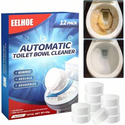 12PCS Toilet Cleaner, Toilet Cleaner Tablets, Toilet Descaler Heavy Duty, Toilet Bowl Cleaner Tablets, Toilet Limescale Remover, Strong Toilet Cleaner