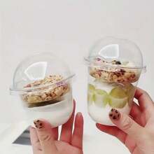 20 pièces Coupes à dessert jetables transparentes, coupes à dessert en plastique avec couvercles, coupes en plastique de 270/350 ml, coupes à yaourt, crème, glace et fruits polyvalentes, idéales pour les anniversaires et les mariages