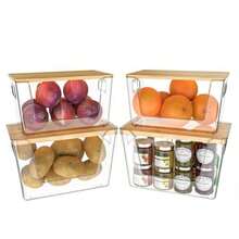 2 Set Pantry Organizer Storage Stackable Kitchen Storage Bins With Lid And Handle Clear Plastic Containers For Potato Onion Garlic Fruit Vegetable Produce - 2 Pack - View 2