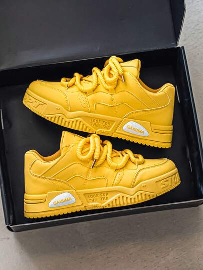 Men's New Versatile Niche Original High-Top Casual Sneakers, Thick Sole Anti-Slip Sports Shoes, Solid Color Casual Sneakers