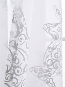 1 Piece Of Christmas Five-Pointed Star Reindeer Silver Foil Craft Christmas Festival Party, Bedroom Living Room Banquet Light-Transmitting Beautiful Window Curtain