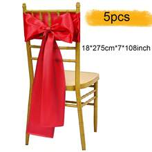 5 件缎面椅子饰带 7x108 英寸适用于婚礼派对宴会仪式餐厅活动派对婚礼装饰缎面椅子蝴蝶结、圣诞节装饰万圣节装饰（多种颜色可选） - 多色18*275cm(5pcs) - 查看 23